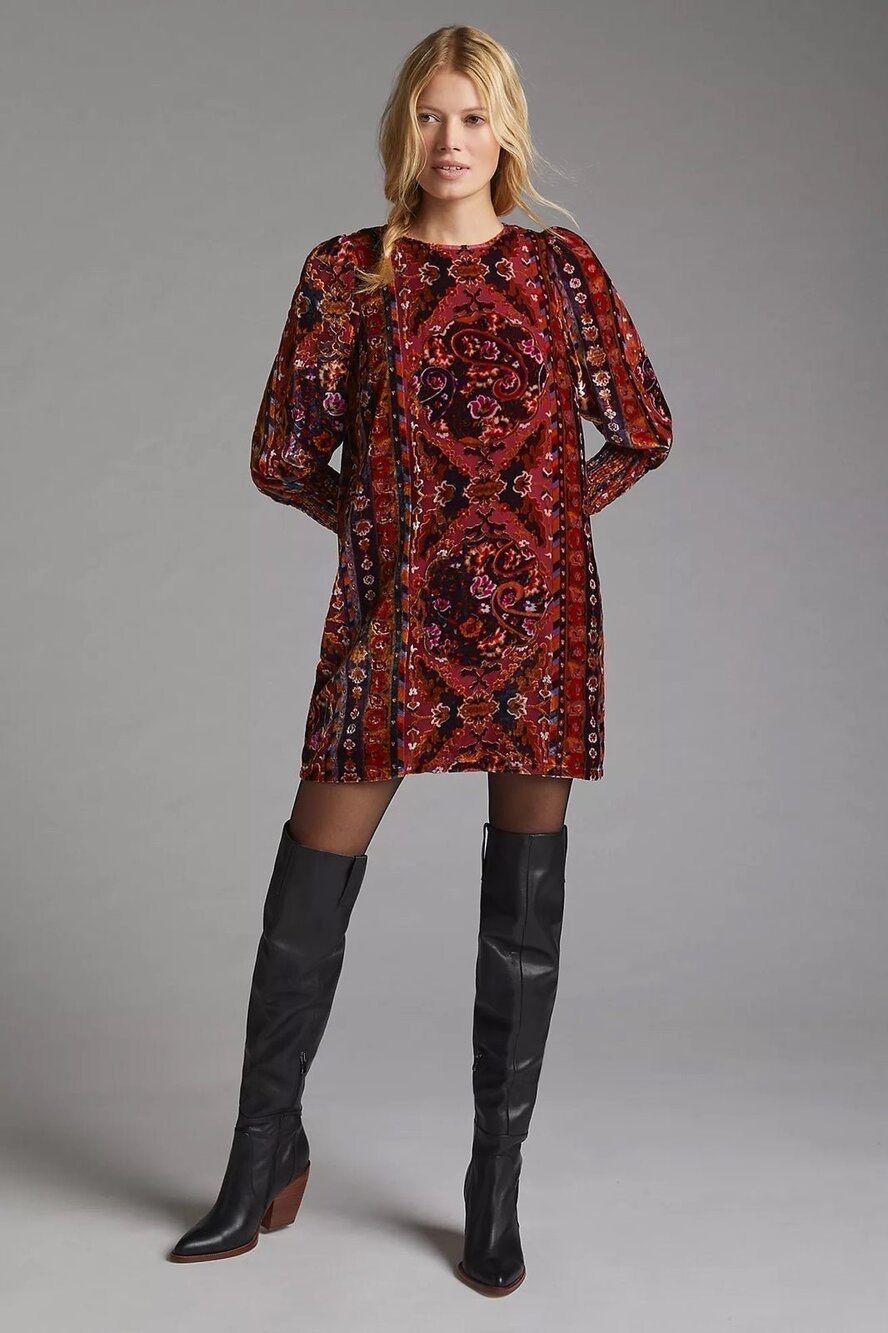 NWT❤️Anthropologie Velvet Shift Mini Dress sz0P